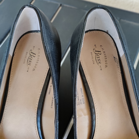 Bass Dorothy Black Wedge Heels Sz 10 - Picture 7 of 9